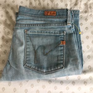 Designer light wash jeans