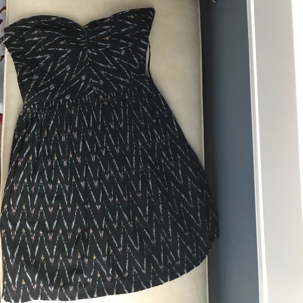Strapless black mini cotton sundress