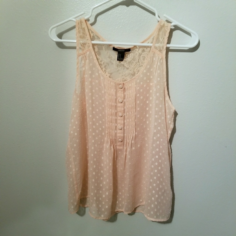 Pink polka dot lace top