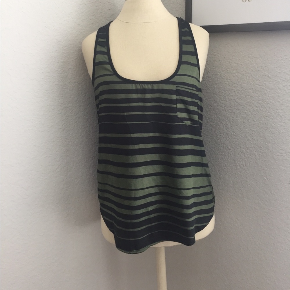 Black and Green Striped Racerback