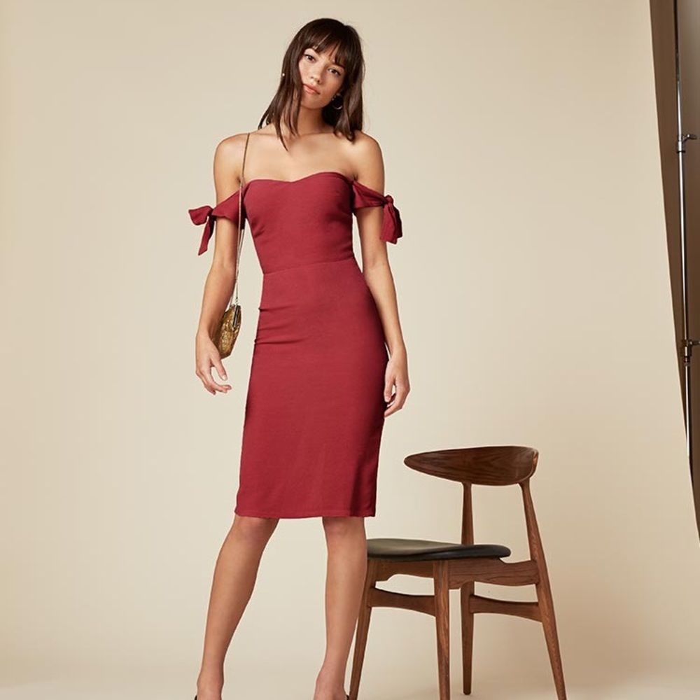 The Reformation Marla dress in red