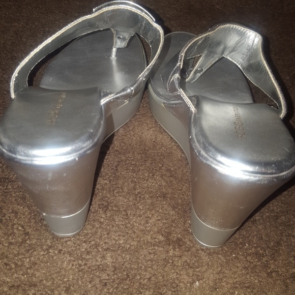 BCBGeneration Silver Wedged Thong Sandals - Picture 2 of 5