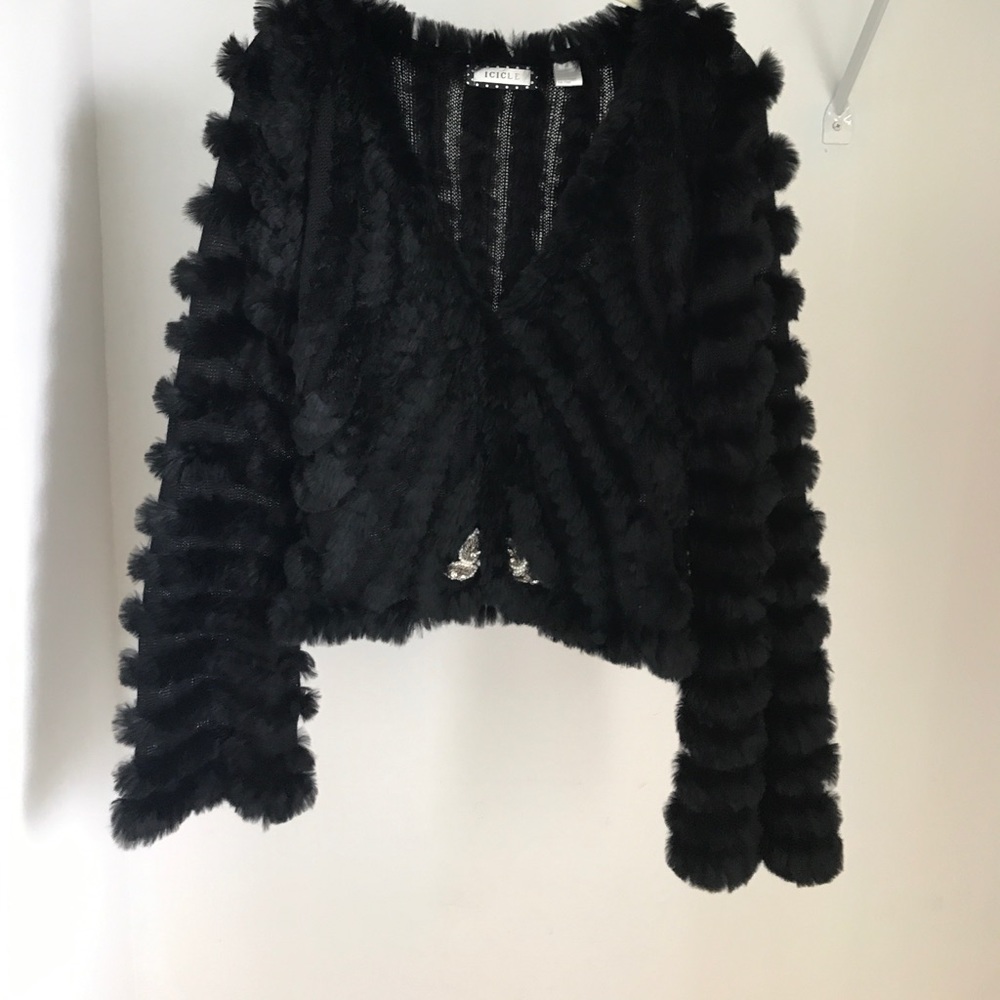 Bolero style sheer fur jacket