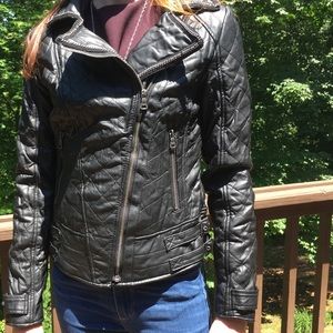 Guess faux leather  jacket with metal details