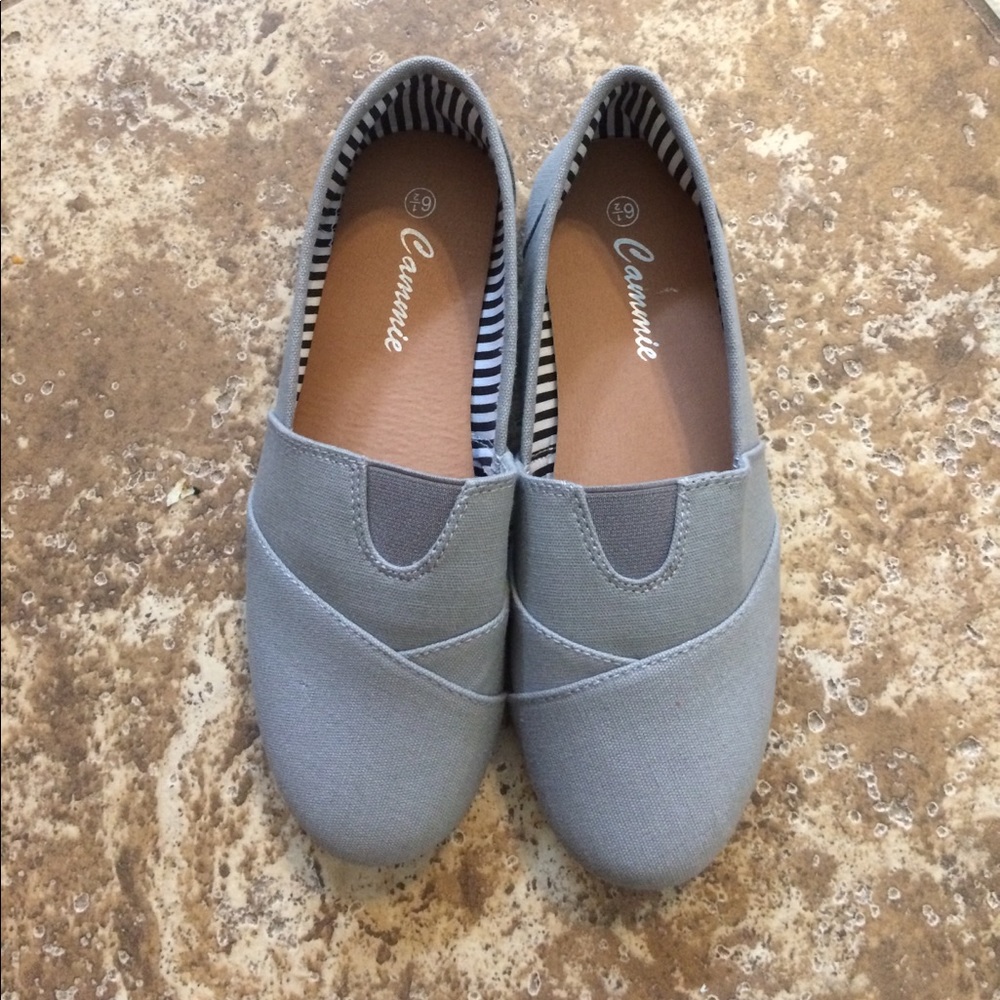 Brand new, never worn grey canvas shoes