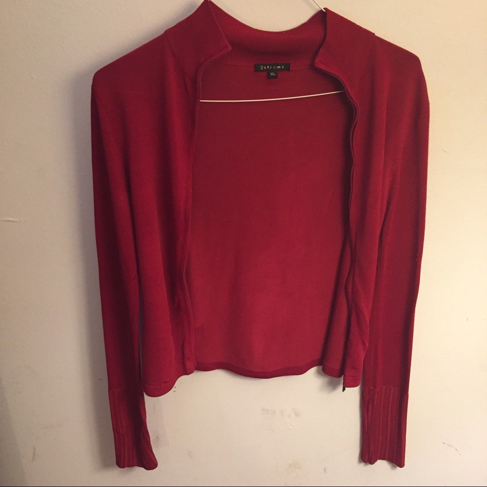 Vintage Ribbed Red Cardigan