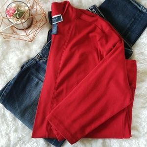 Red Open Front Cardigan