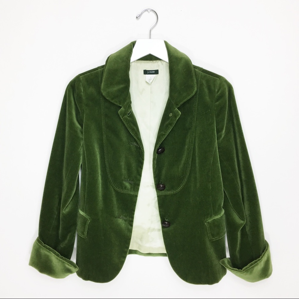 J.Crew Green Velvet Bella Jacket