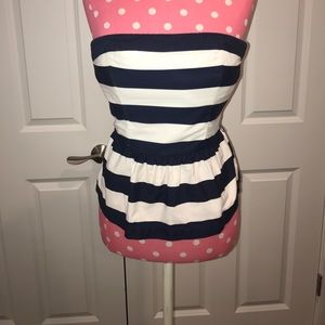 Strapless sailor peplum top