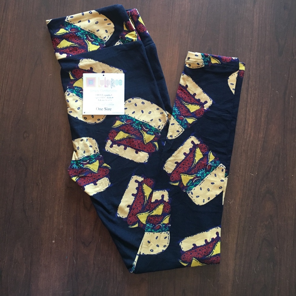 Brand new lularoe cheeseburger leggings OS