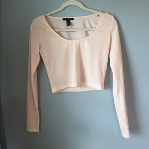 Pink stripped sheer crop top