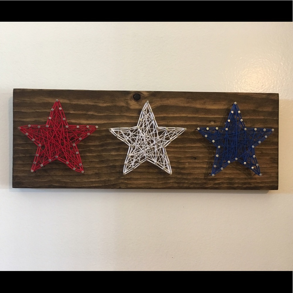 Red white & Blue Star String Art Sign