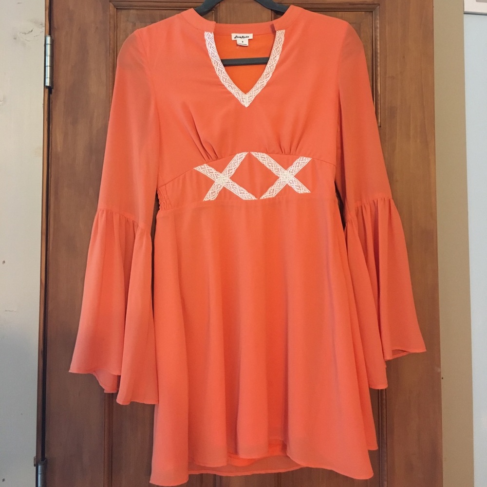 LoveRiche Orange Bell Sleeve Dress