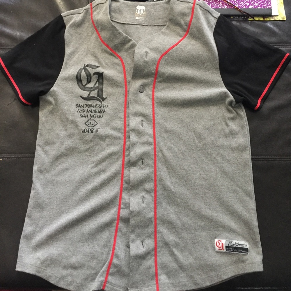 NWOT Route 66 Baseball Button Down Shirt
