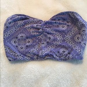 Reversible blue patterned bandeau