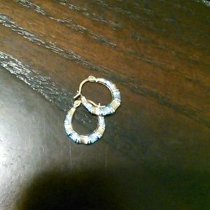 14k solid gold small bamboo hoops