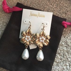 Neiman Marcus gold pearl statement earrings