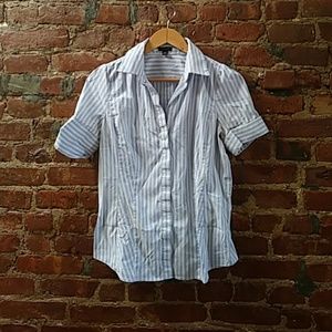 Ann Taylor short s leave striped blouse