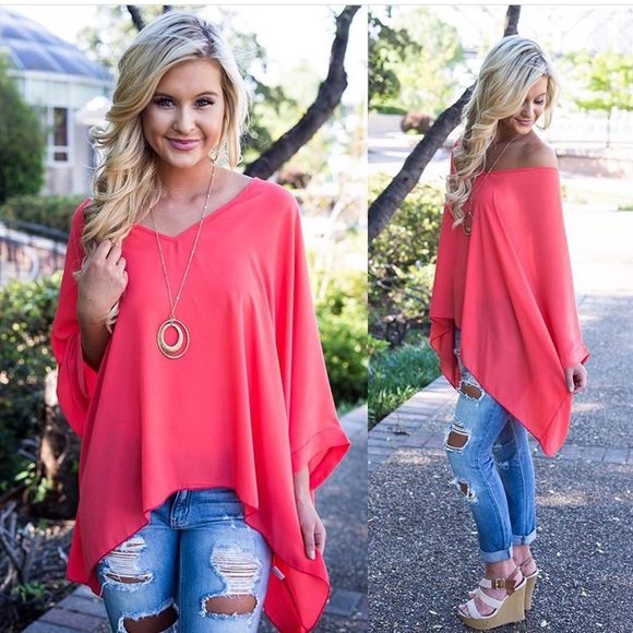 NWT-Paris Top in Bright Coral - Picture 1 of 1