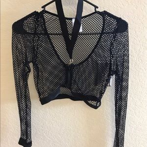 Mesh / fishnet matching top and skirt .
