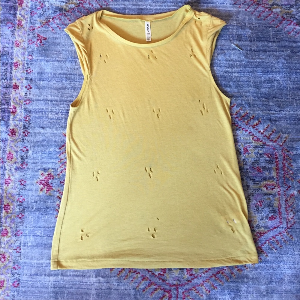 RVCA distressed cap sleeve T-shirt