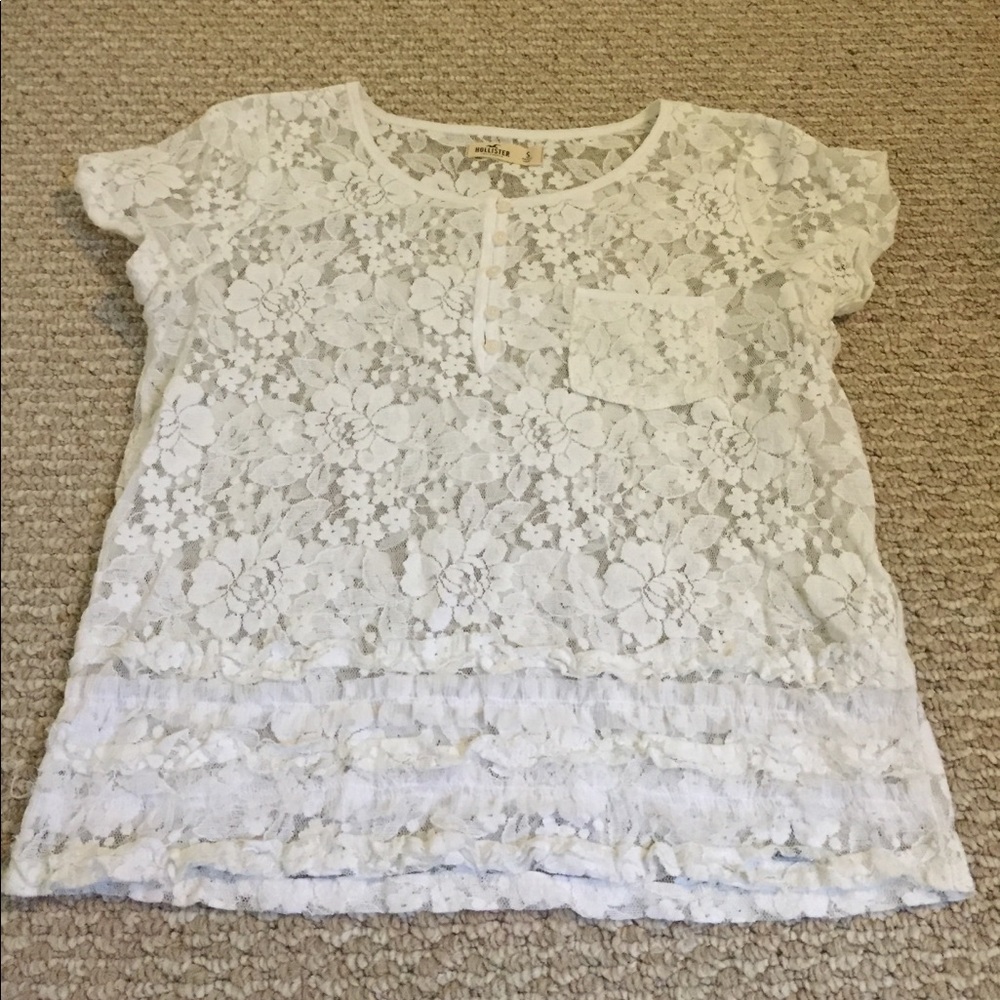 Hollister White Lace Tee Shirt