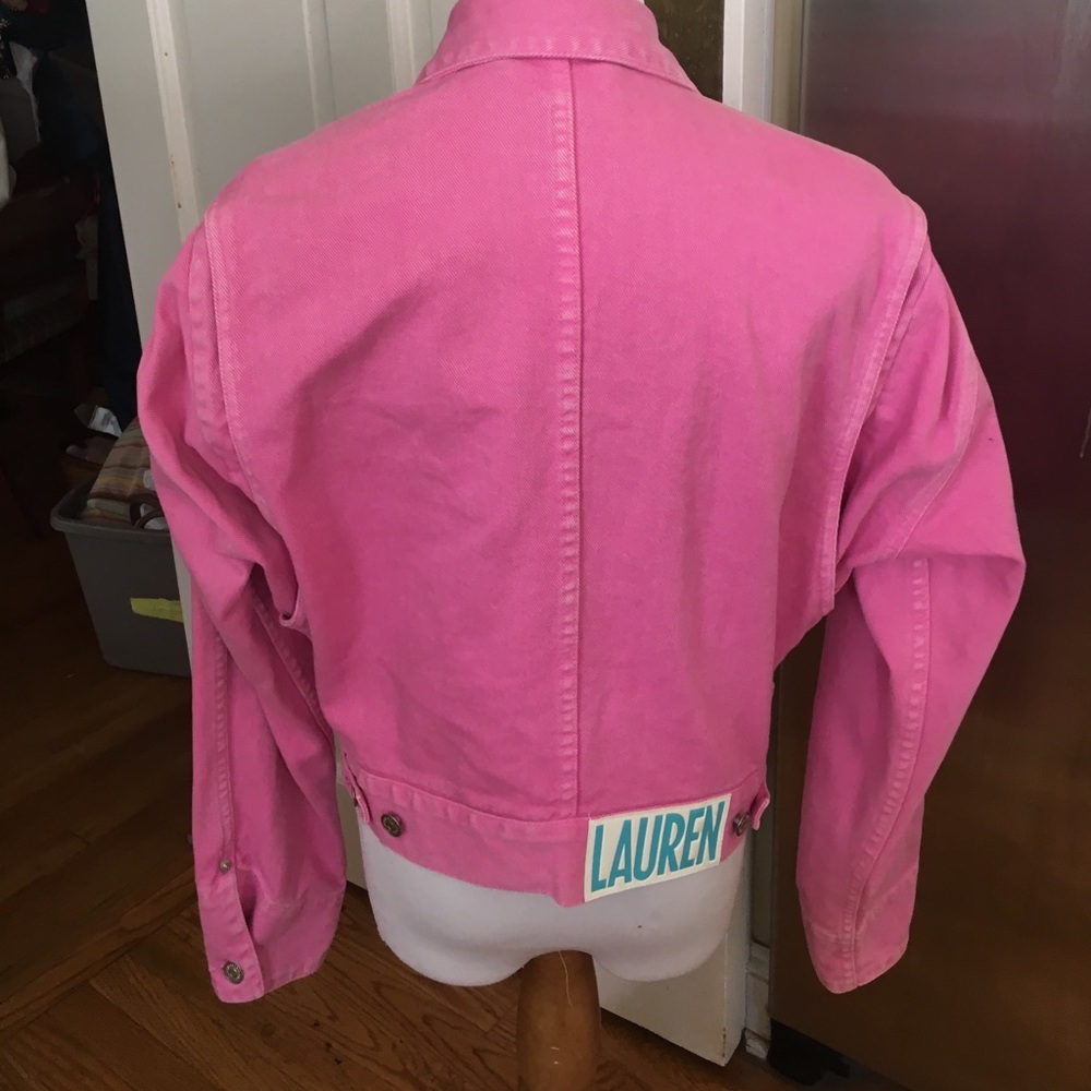 RALPH LAUREN Pink Denim "Logo Button LAUREN"Jacket