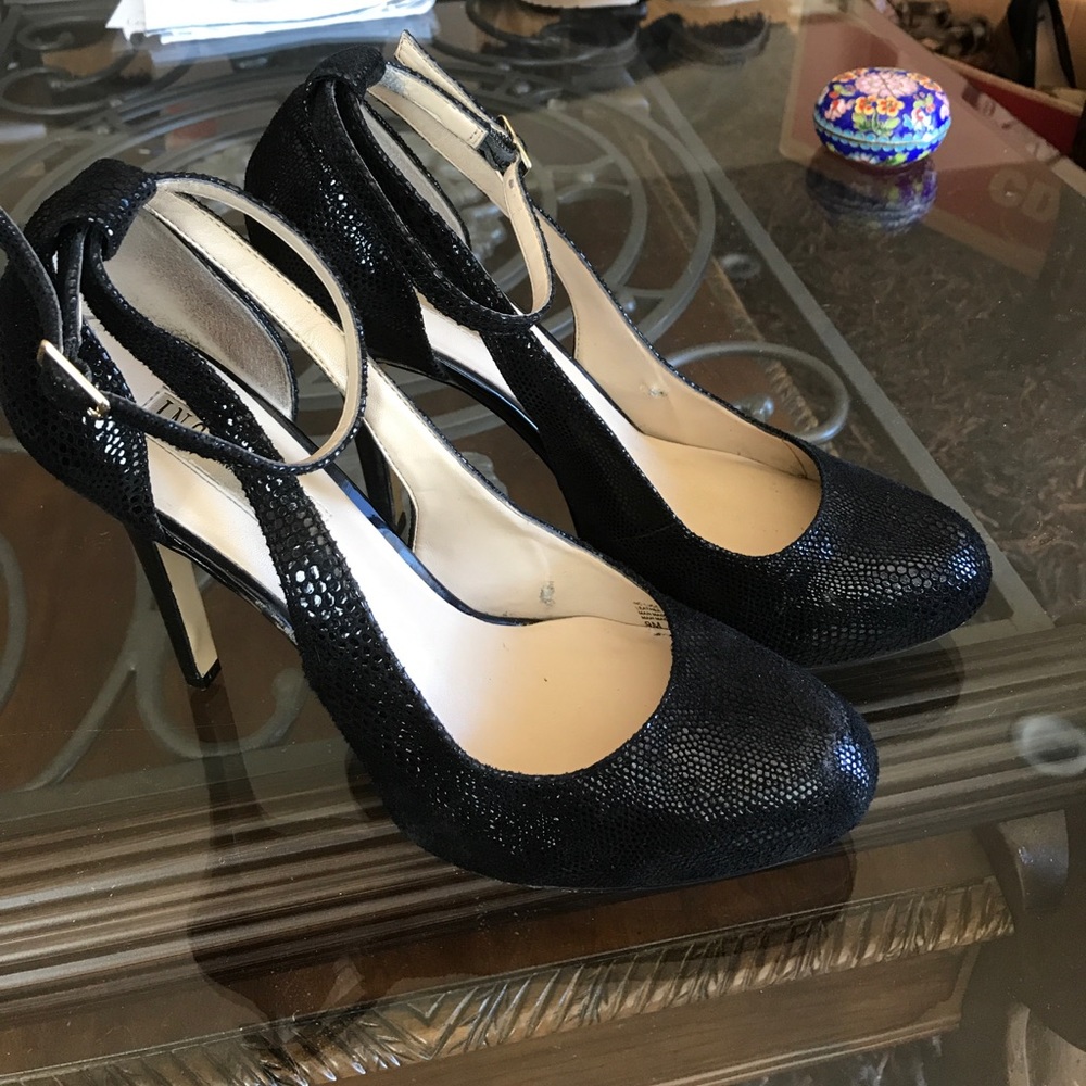 Sexy black ankle wrap heels