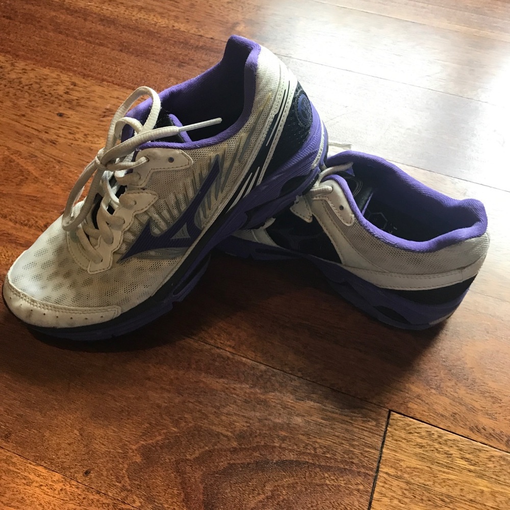 White and purple sneakers