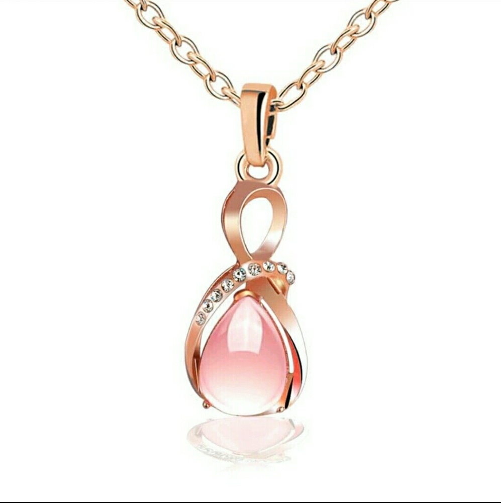 Waterdrop pendant, pink gem