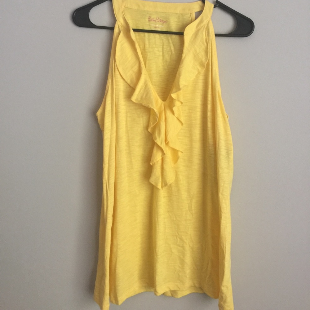 Lilly Pulitzer Ruffled Yellow Tank size Large