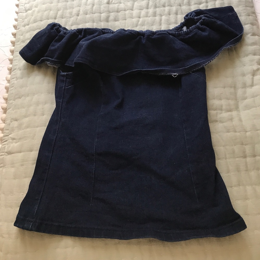 jean off the shoulder shirt