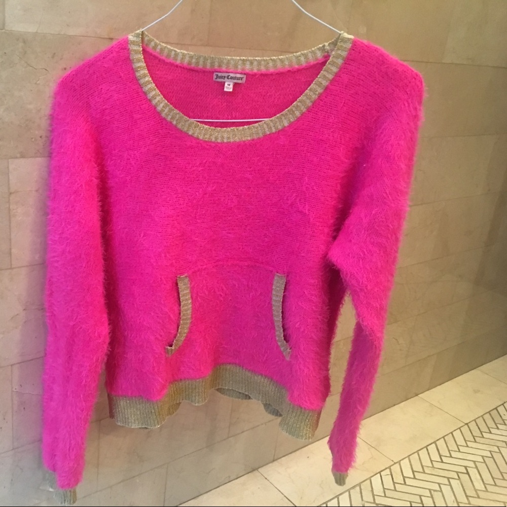 Juicy couture bright neon fuzzy sweater
