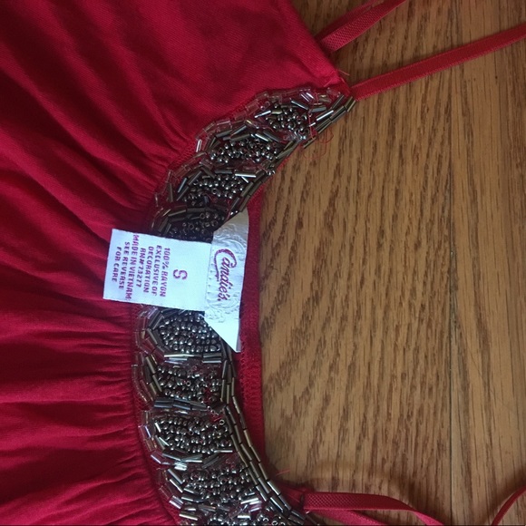 Beaded top flowy red tank - Picture 2 of 2