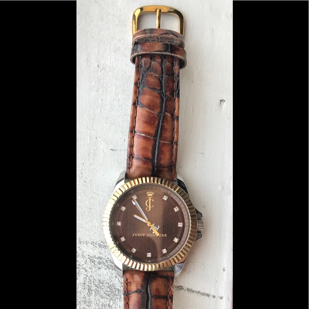 Juicy Couture Stella Croc Leather Strap Watch