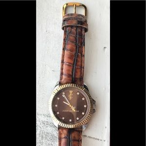 Juicy Couture Stella Croc Leather Strap Watch
