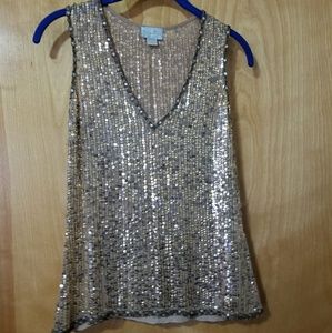 Tracy Reese Silk gold sequin top size 2