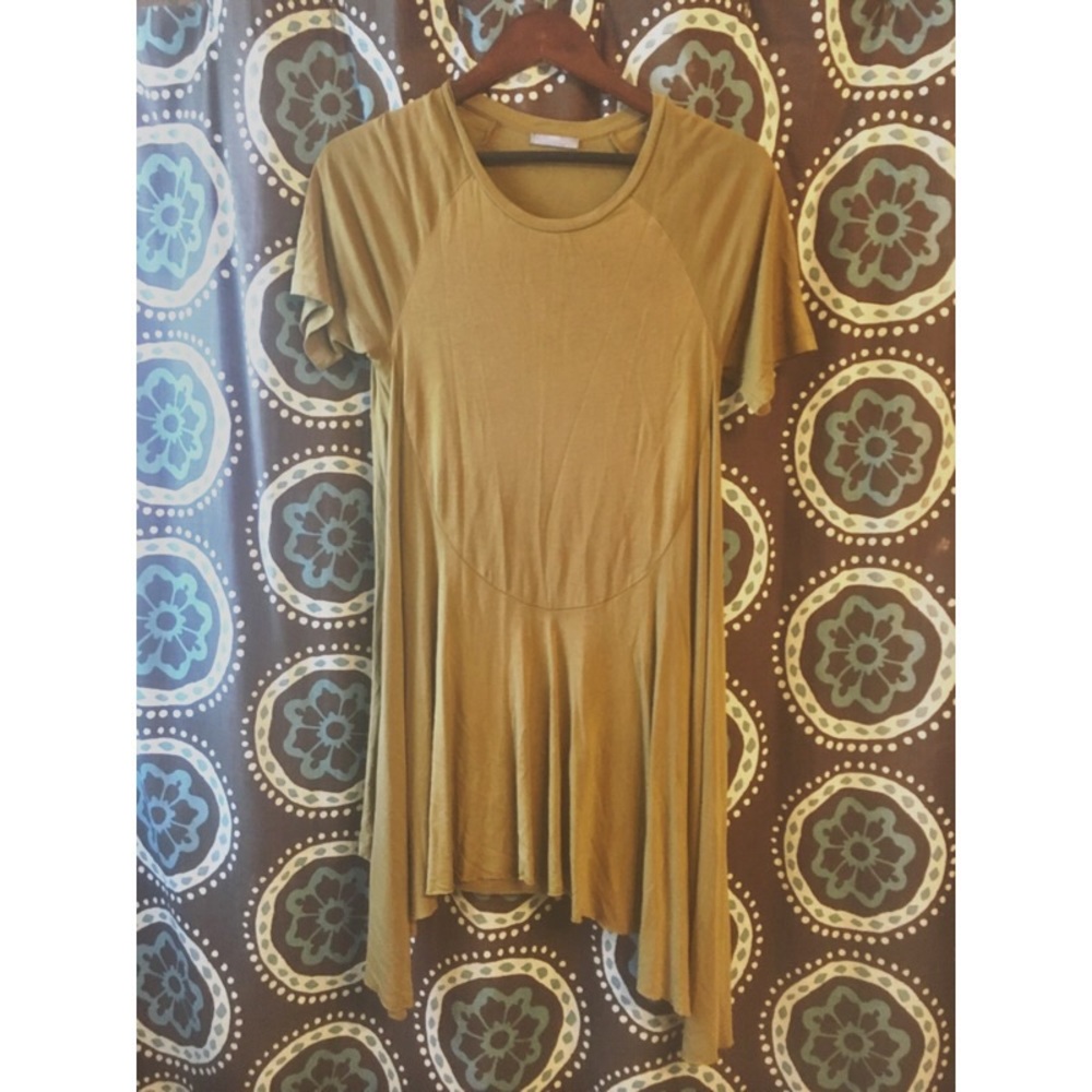 Golden Zara Flowy T-Shirt Dress
