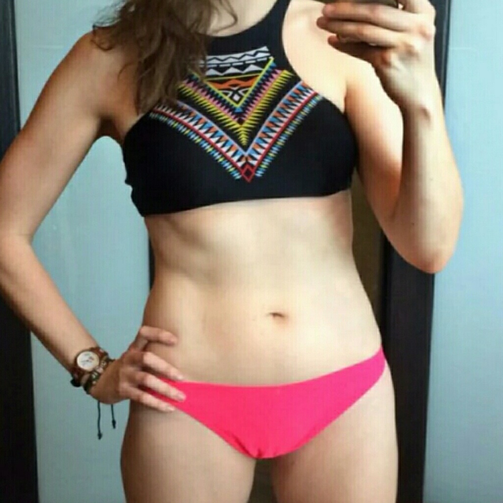 Pink tribal colorful two pieces bikini set