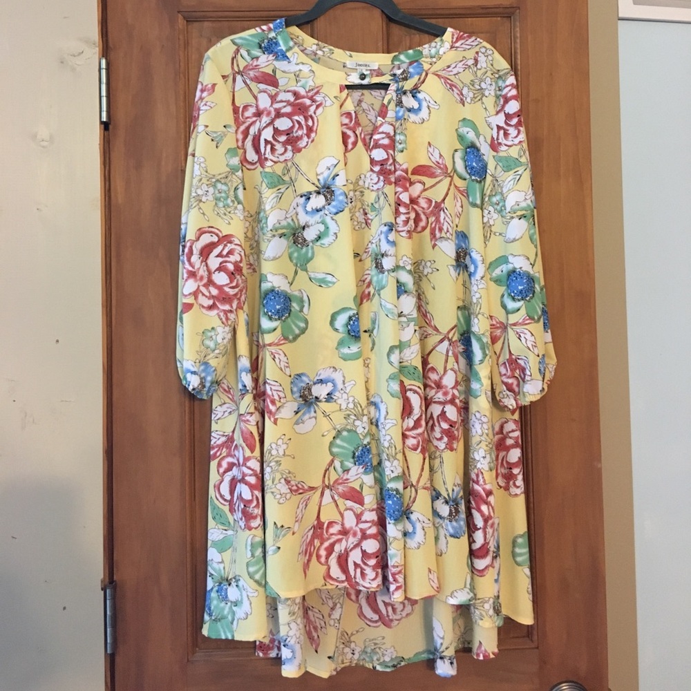 Jodifl Yellow Floral Tunic Dress
