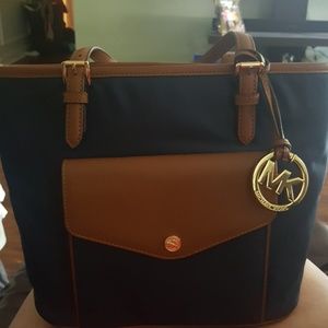 Navy and Brown Michael Kors Purse
