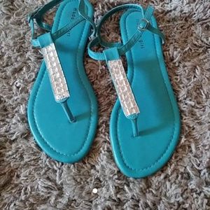 Madden Girl Turquoise Jeweled Sandal