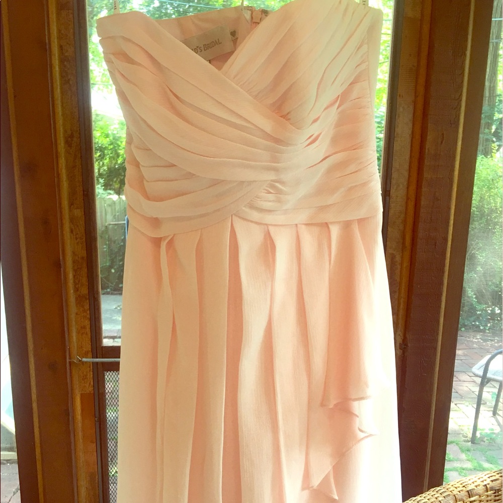 Pale pink strapless Davids Bridal dress