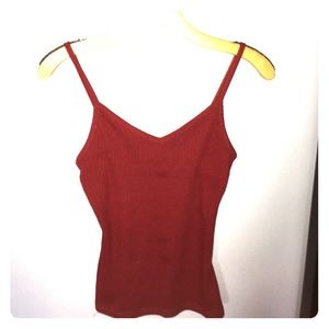 Red ribbed woman's tank top
