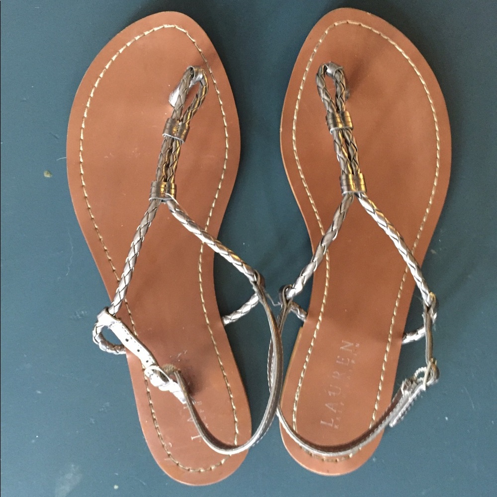 Ralph Lauren silver T Strap size 8 B Sandals
