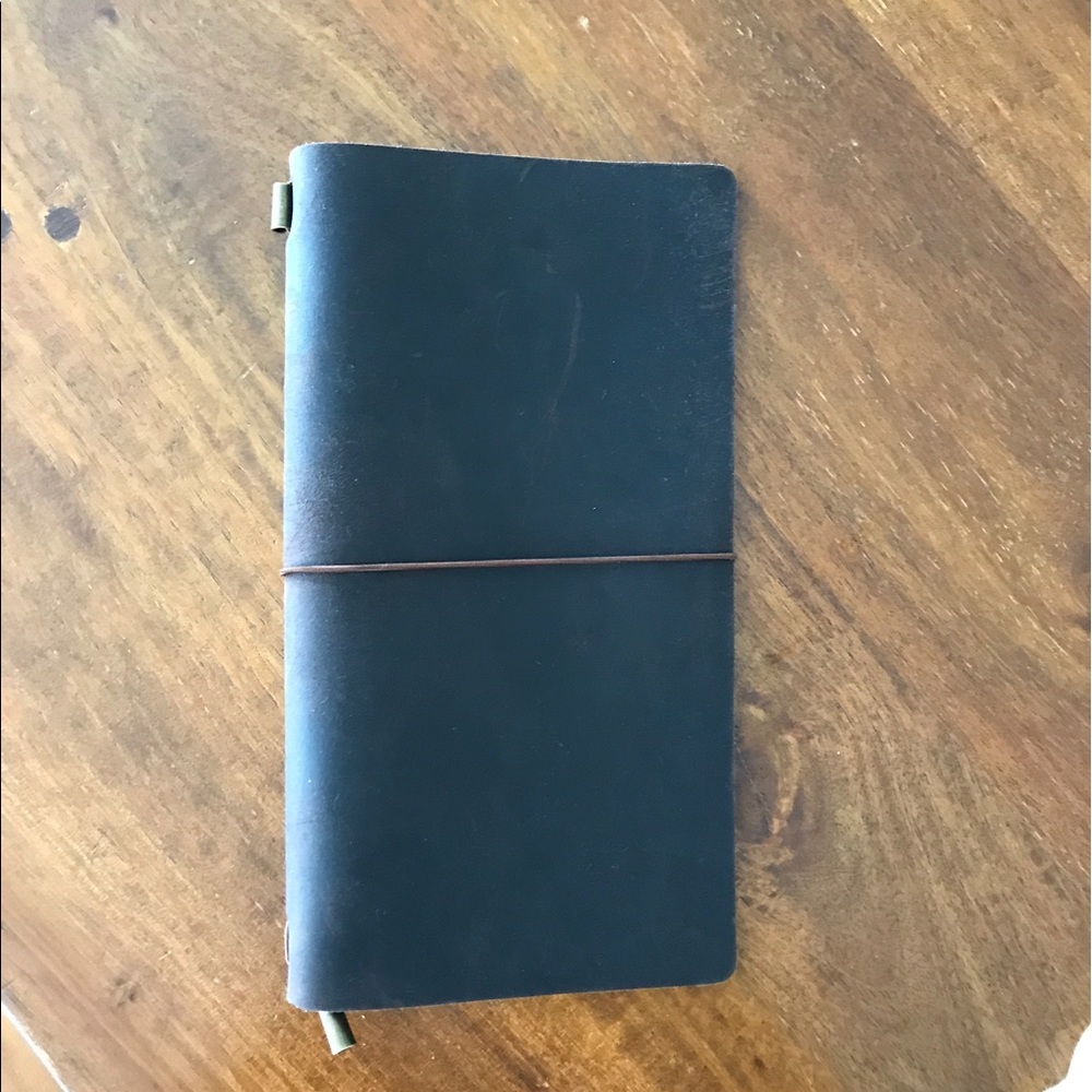 Dark brown leather travelers notebook