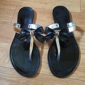 Gold and rosegold size 9 Report jelly bow sandle