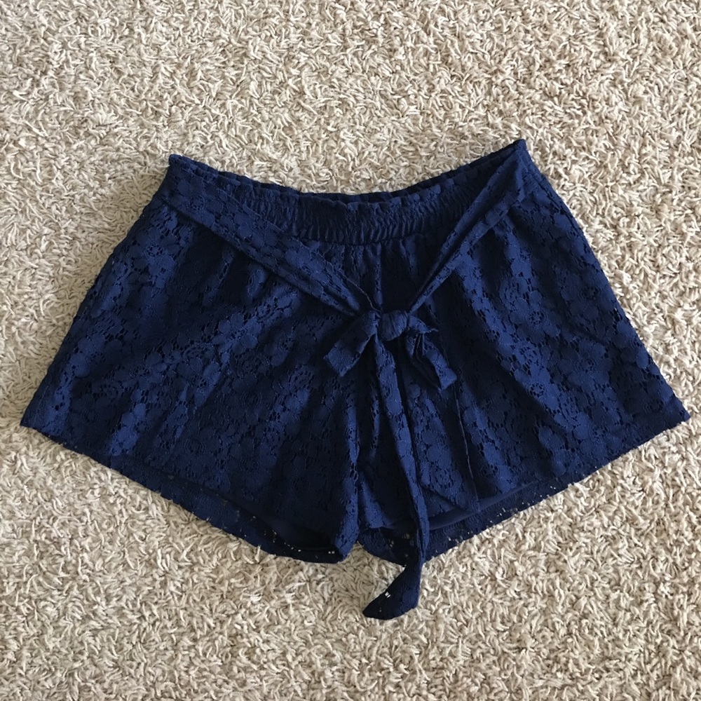 Navy Lace Shorts