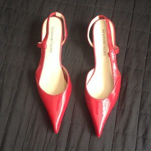Red kitten heel shoes, size 6