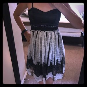 Black and white lace dress